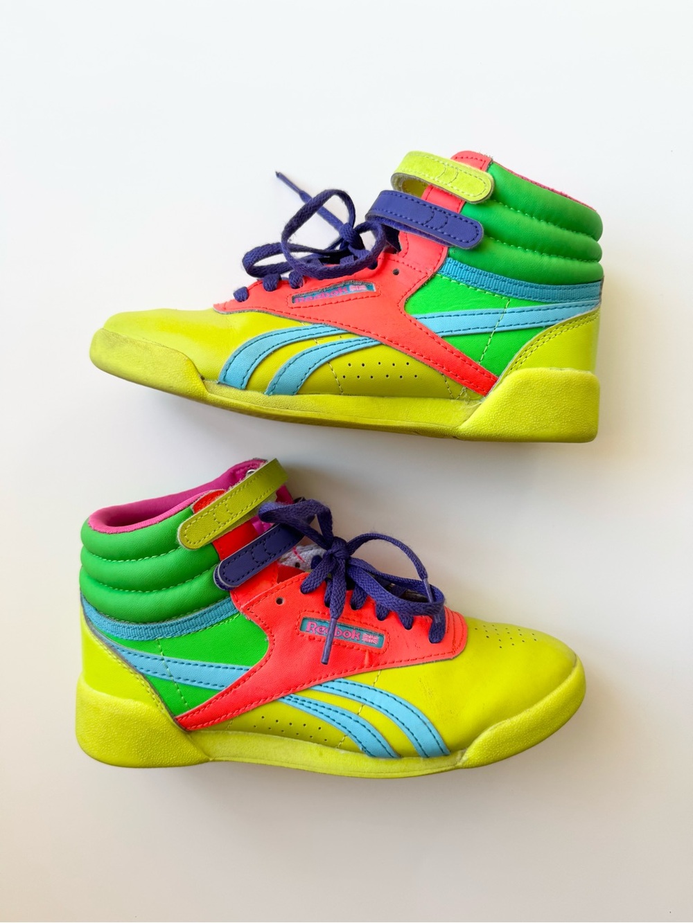 Reebok Kids Neon Freestyle Hi Bright High-Top Sneakers